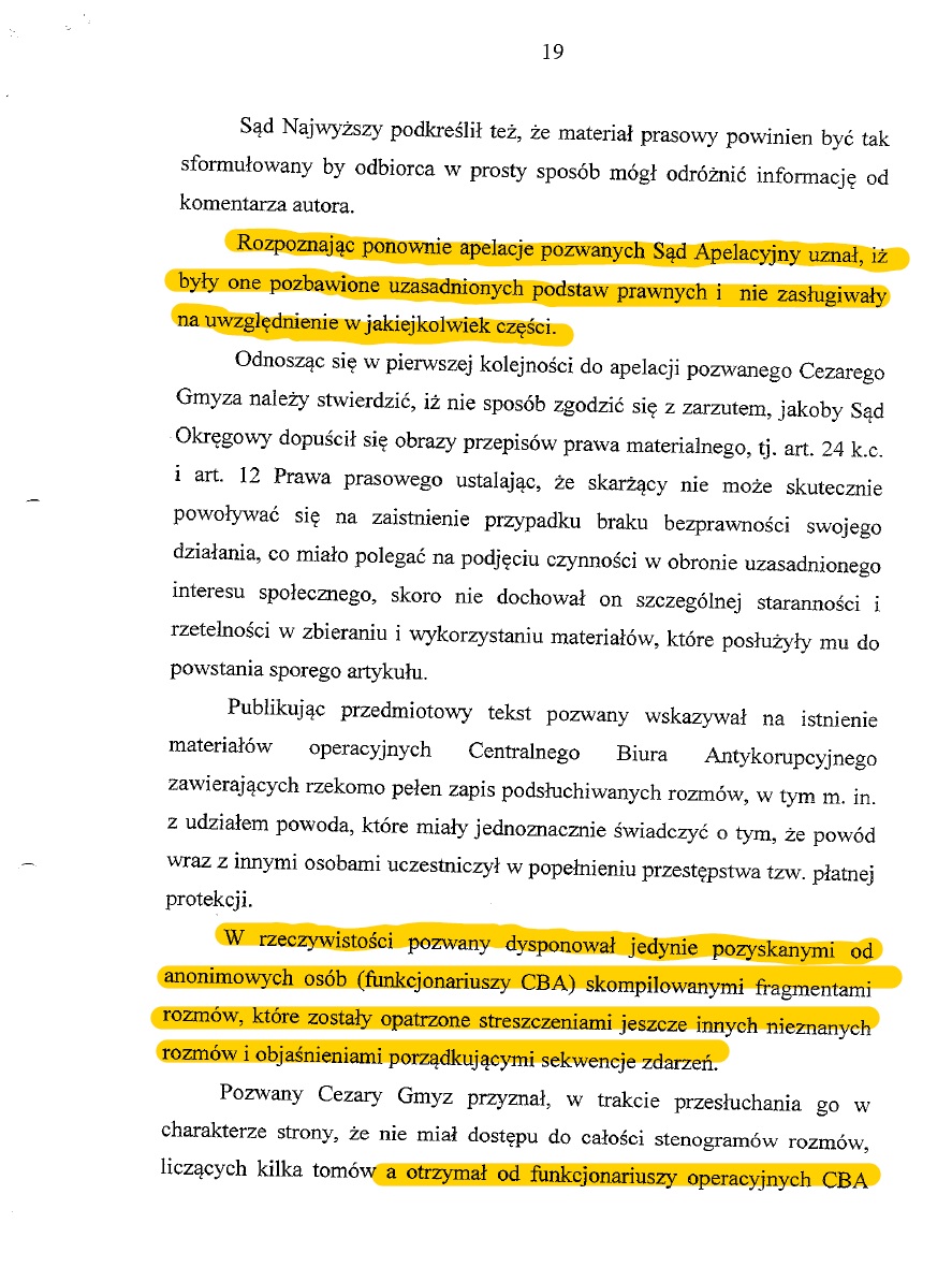 Cezary Gmyz skazany. Sąd: Nie reprezentuje interesu publicznego, a jedynie publikuje skompilowane materiały z CBA [WYROK]